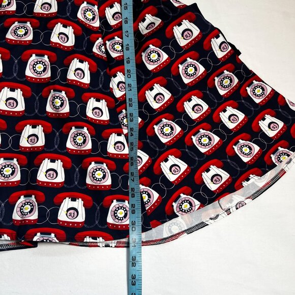 NWT Sister Jane Telephone Print Tea Dress With Frills Blue Multicolor Small - Picture 9 of 15